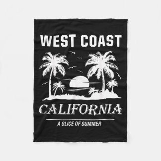 Vintage västkust Kalifornien strand sommar grafik Fleecefilt