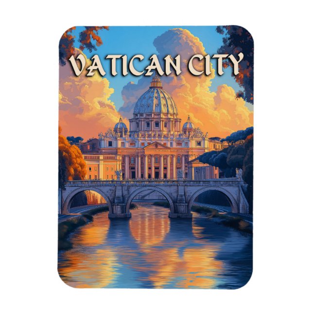 Vintage Vatican City Travel Magnet (Vertikal)