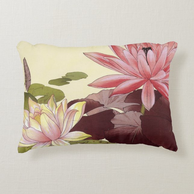 Vintage Vatten Lilies Prydnadskudde (Framsidan)