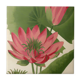 Vintage vatten lily kakelplatta