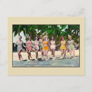Vintage vatten nymphs tropiska strand Florida Vykort