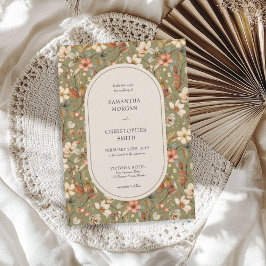 Vintage vattencolor sage terracotta wildblommor inbjudningar