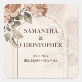 Vintage vattencolor Terracotta ro sage greenery Fyrkantigt Klistermärke