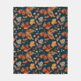 Vintage Vattenfärg Autumnal Fall Mönster Fleecefilt