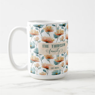 Vintage Vattenfärg Blommig Familjearv Kaffemugg