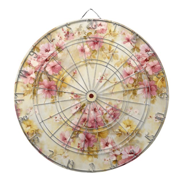 Vintage Vattenfärg Blommönster Darttavla (Framsidan)