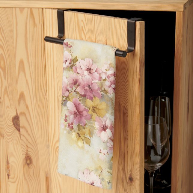 Vintage Vattenfärg Blommönster Kökshandduk (Thirds Fold)