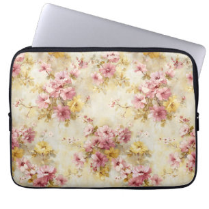 Vintage Vattenfärg Blommönster Laptop Fodral