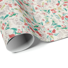 Vintage Vattenfärg Blommor Vinteräng (Krämsnö) Presentpapper