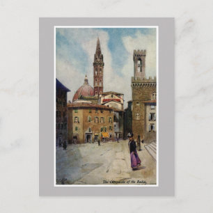 Vintage vattenfärg Florence Campanile Vykort