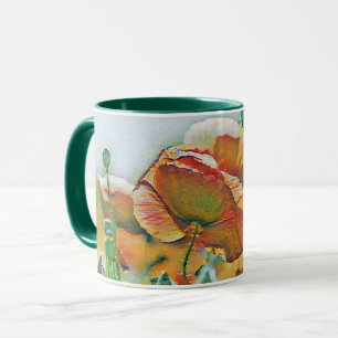Vintage Vattenfärg för Grönt av Orange-diskettenhe Mugg