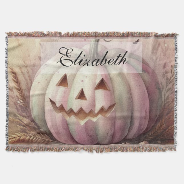Vintage vattenfärg för Halloween pumpkins Fall Filt (Framsidan)