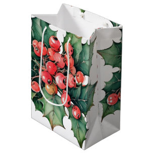Vintage vattenfärg julinholly bär blad