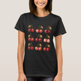 Vintage Vattenfärg Körsbär grafisk T-shirt