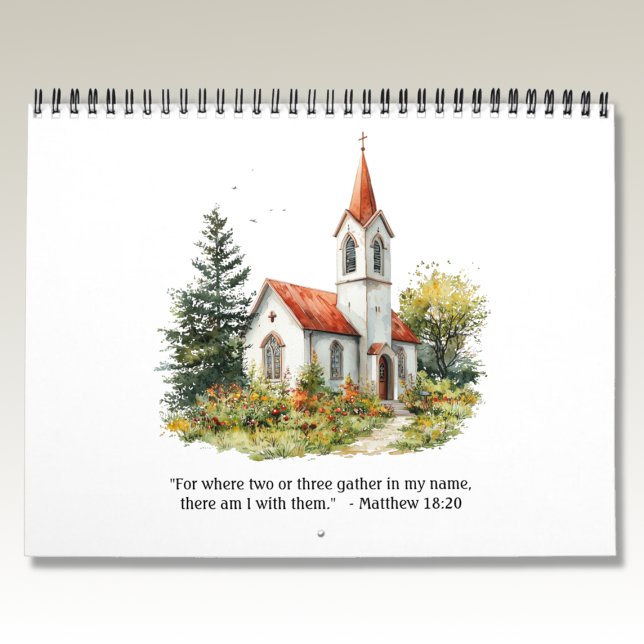 Vintage Vattenfärg Kyrkor Kalender (Skapare uppladdad)