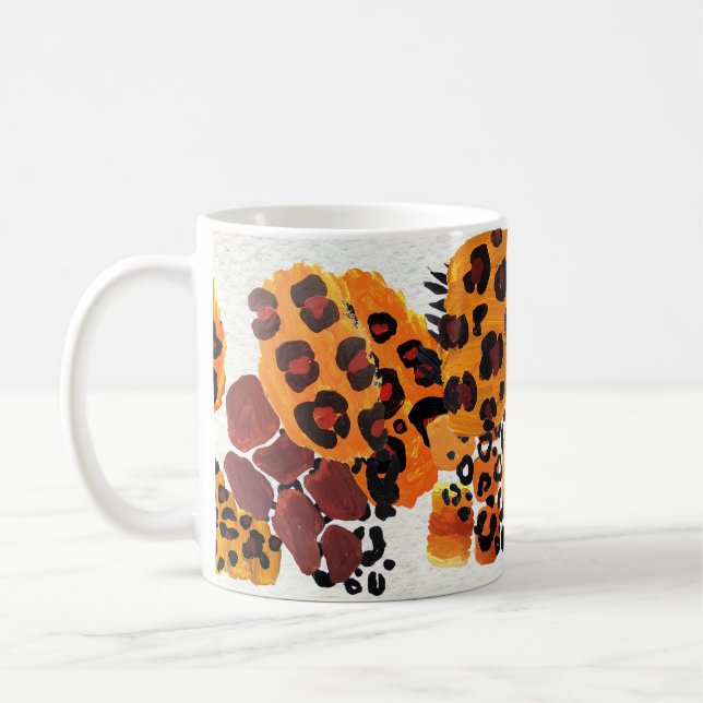 Vintage Vattenfärg Löv Illustration. Kaffemugg (Vänster)