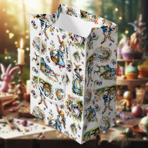 Vintage Vattenfärg Påsk Kanin Blommönster