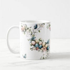 Vintage Vattenfärg Påskfåglar & Blommig Vår Kaffemugg