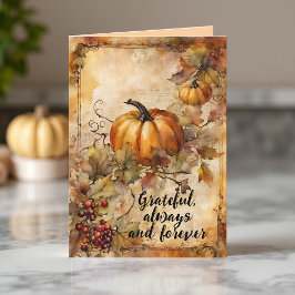 Vintage Vattenfärg Pumpa Thanksgiving Tacksamhet Kort