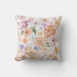 Vintage Vattenfärg Ros och Peony Blommig Kuddé Kudde