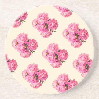 Vintage Vattenfärg Rosa Peonies Blommig Enkel söt Underlägg