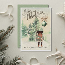 Vintage vattenfärg Rottweiler hund julkort