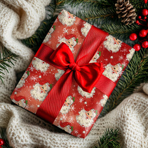 Vintage Vattenfärg Santa Retro Presentpapper