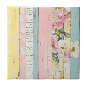 Vintage Vattenfärgad Blommigt Abstrakt Mönster (19 Kakelplatta