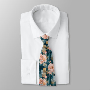 Vintage Vattenfärgad Blommigt Abstrakt Mönster (3) Slips