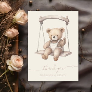 Vintage Vattenfärgad Nalle Boho Baby Shower Tack Kort