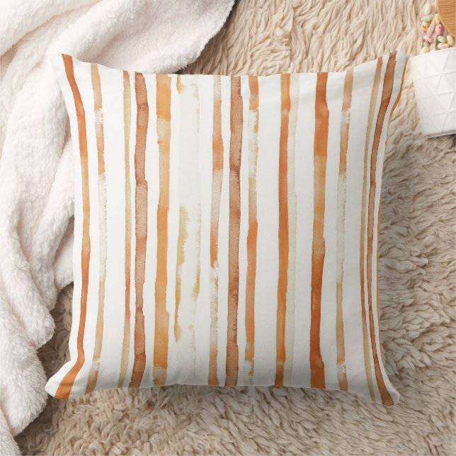 Vintage Vattenfärgad stripe - Jordfärgad kaffetone Kudde (Filt)