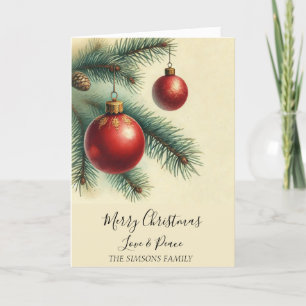 Vintage Vattenfärgen Julgran Merry och bright Helgkort