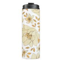 Vintage Vattenfärgens Gult Brunt Blommönster