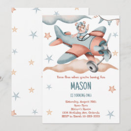 Vintage Vattenfärgning Flygplan, inbjudan till föd