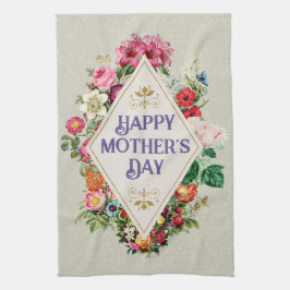 Vintage Vattenfärgning Grått i färgen Bredd Blomst Kökshandduk