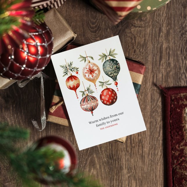 Vintage Vattenfärgning Julprydnadsföremål Vykort (Skapare uppladdad)