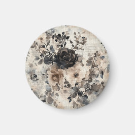 Vintage vattenfärgrosor i beige, svart, krämfärg magnet