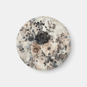Vintage vattenfärgrosor i beige, svart, krämfärg magnet