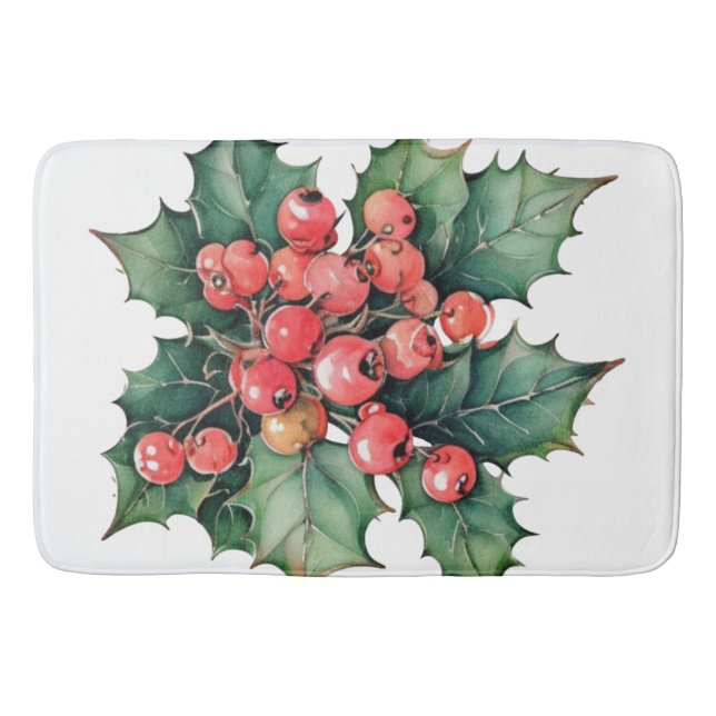 Vintage vattenfärgsblåbär löv badrumsmatta (Framsidan)