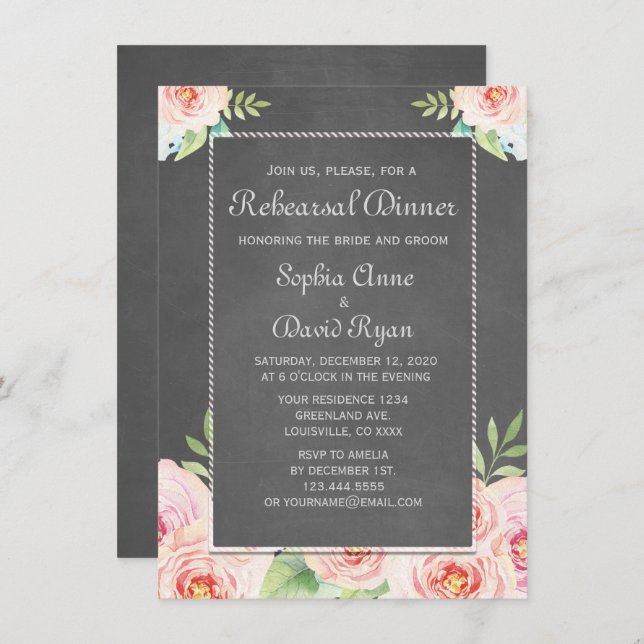 Vintage Vattenfärgsblomma Blomsterfärgsmurare Inbjudningar (Fram/baksida)