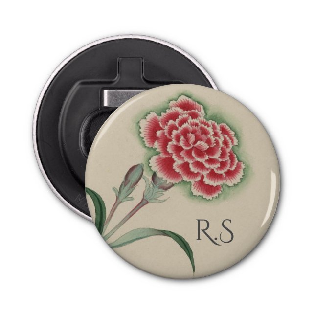 Vintage Vattenfärgsblomma Monogram Flasköppnare (Framsidan)