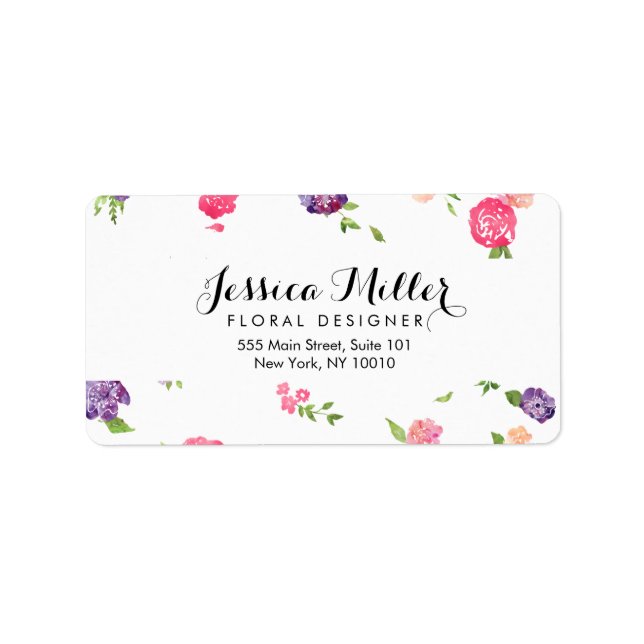 Vintage VattenfärgsBlommigtar Craft Designer II Adressetikett (Framsidan)