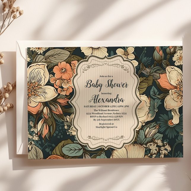 Vintage Vattenfärgsblommor Babykläder Inbjudningar (Skapare uppladdad)