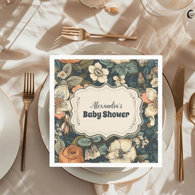 Vintage Vattenfärgsblommor Babykläder Pappersservett (Skapare uppladdad)