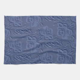 Vintage Vattenfärgsblommor blå Kökshandduk