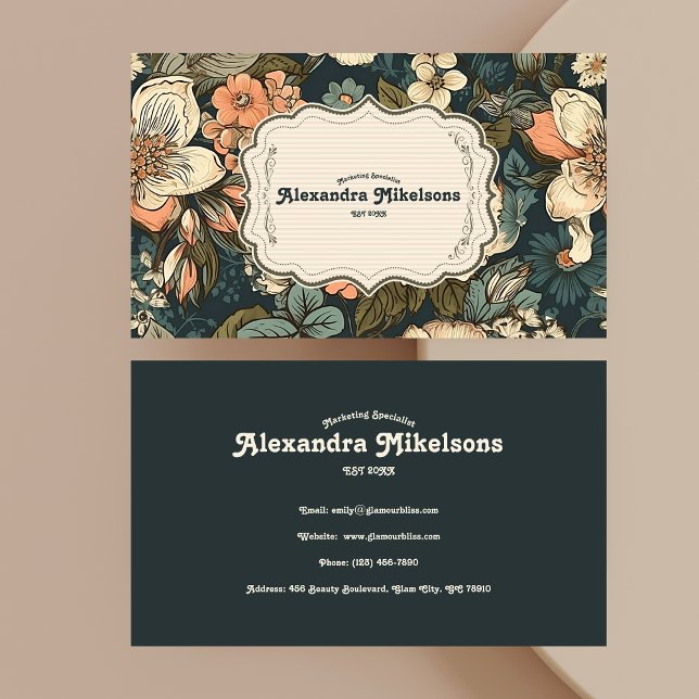 Vintage Vattenfärgsblommor, Professionell Visitkort (Skapare uppladdad)