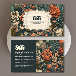 Vintage Vattenfärgsblommor, Professionell Visitkort