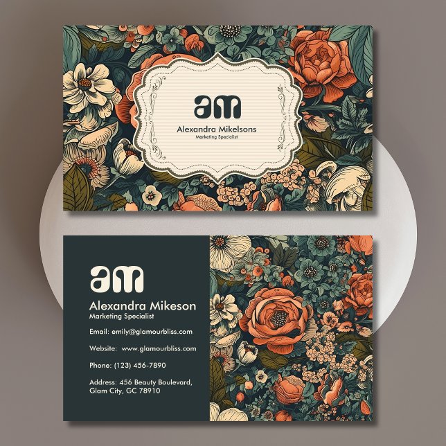 Vintage Vattenfärgsblommor, Professionell Visitkort (Skapare uppladdad)