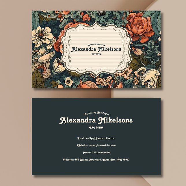 Vintage Vattenfärgsblommor, Professionell Visitkort (Skapare uppladdad)