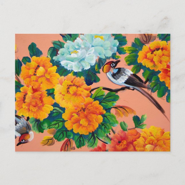 Vintage Vattenfärgsfåglar Vykort (Framsida)